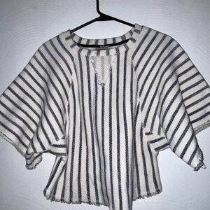 Dolan Left Coast by Anthropologie Striped Raw-Hem Knit Top